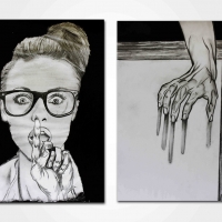 Tema: ilustraciones con carbonilla | Docente: José Sequera | Alumnos: Raúl Adrián Cazó y Mística Zárate | Lenguaje Visual II: Ilustración I | Año 2016