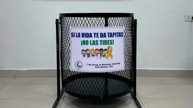 Colocación de Contenedor de tapitas en la UCPy - Filial San Lorenzo