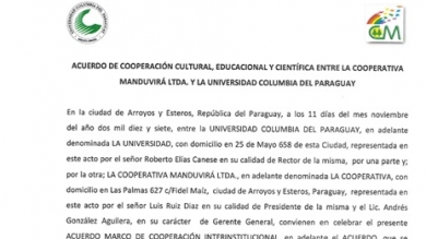 Universidad Columbia firma convenio con la Cooperativa Manduvirá
