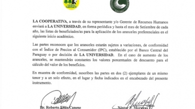 Convenio entre la UCP y la Coopertiva Lambaré Ltda.