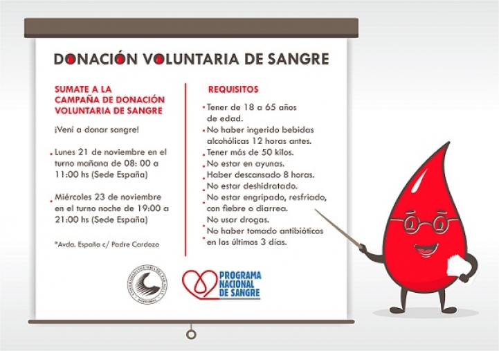 Flyer de las siguientes actividades de la campaña y requisitos que deben cumplir los interesados en ser donantes. 